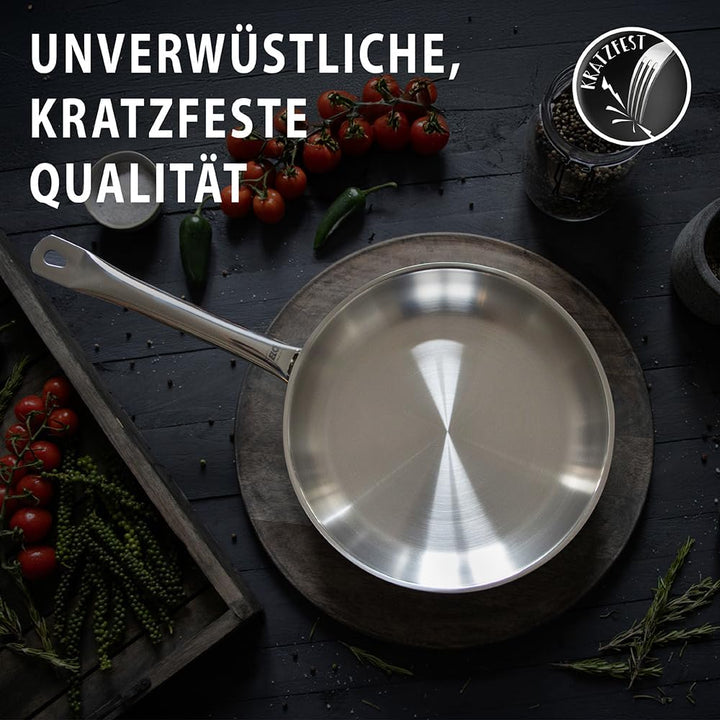 ELO Profi Therm Bratpfanne 24 cm, aus 18/10 Edelstahl, energiesparender Kapselboden, scharf und kros