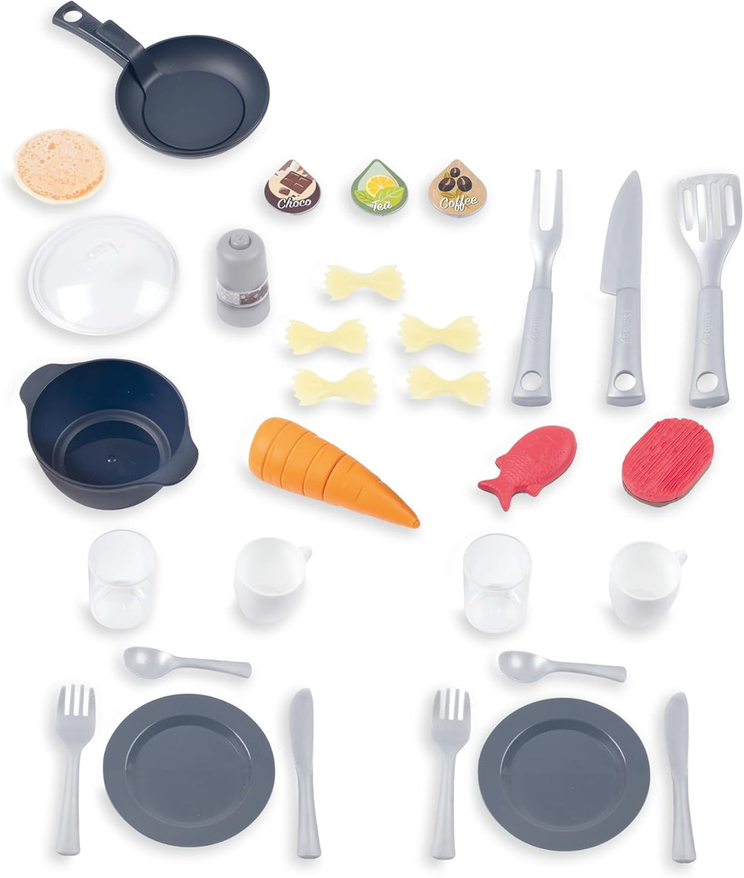 Smoby - Tefal Evo Küche – mitwachsende Kinderküche mit Spüle, Herd, Essecke, viel Zubehör, Wasserhah