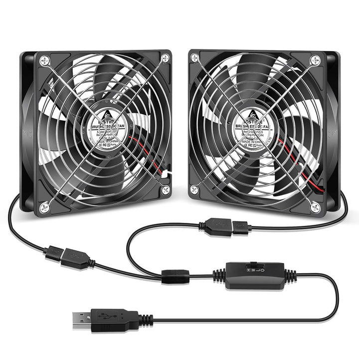 GDSTIME 2 x 120 USB Lüfter mit 3 Einstellbare Geschwindigkeiten 120mm PC Fan USB Ventilator für Chas