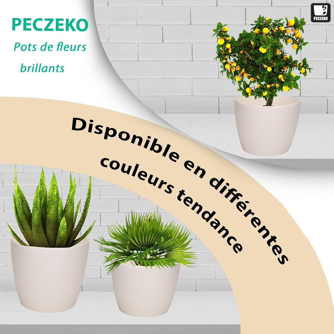 PECZEKO Glänzende Blumentöpfe - Deko Pflanztopf für Blumen & Kräuter - Langlebige & leichte runde Ku
