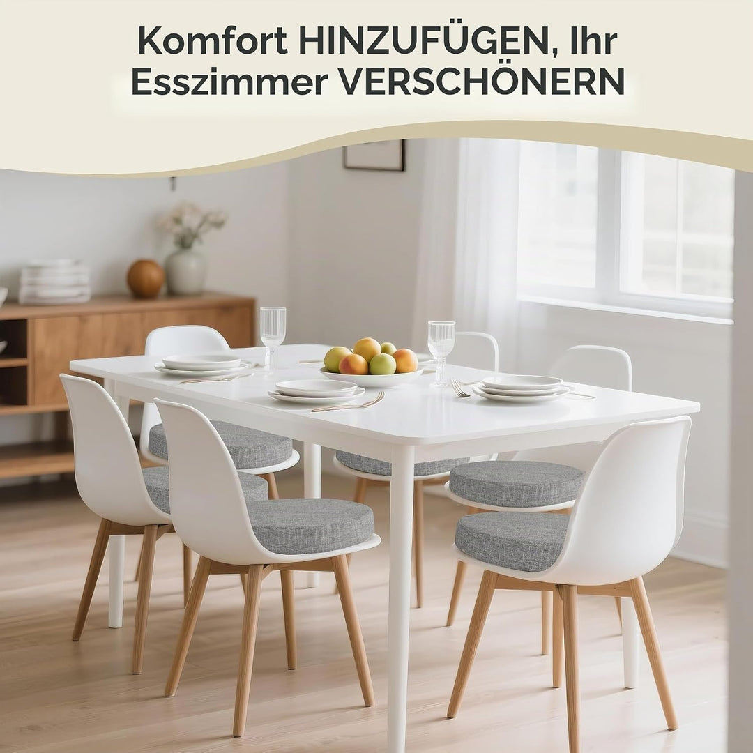 AddGrace Runde Sitzkissen für Esszimmerstühle 2er-Pack 40x40cm Hellgrau 2 Hellgrau, 2 Hellgrau