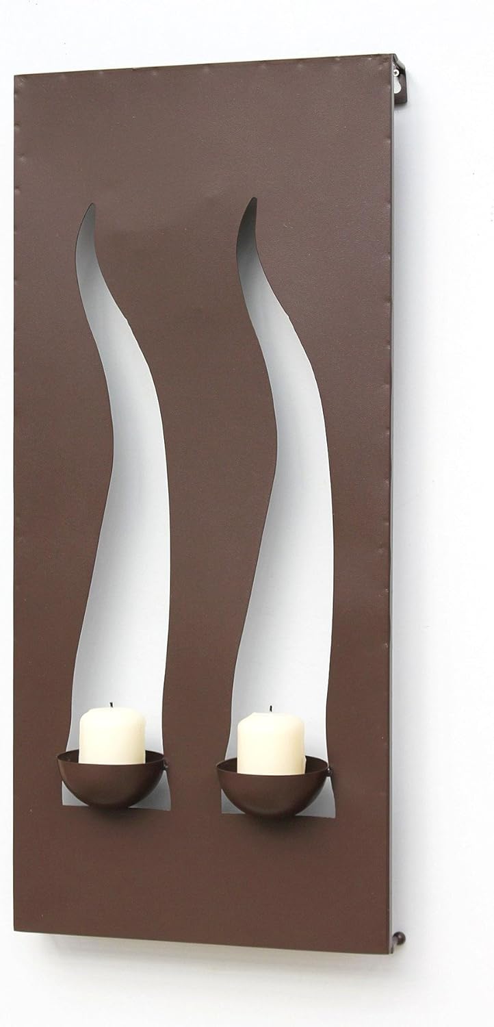 Kerzenhalter Windlicht "Flamme" 60x16x20cm 2-flammig Kerzenleuchter Metall Braun Metalldekoration z.