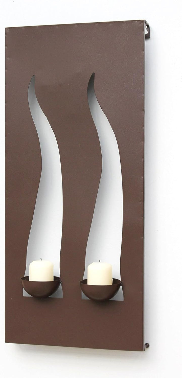 Kerzenhalter Windlicht "Flamme" 60x16x20cm 2-flammig Kerzenleuchter Metall Braun Metalldekoration z.