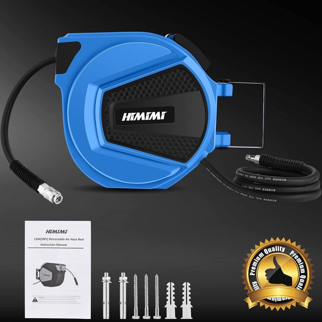 Automatik Druckluftschlauch Trommel 15 m + 1.5m, Schlauchaufroller Schlauchtrommel für Druckuft, Wan