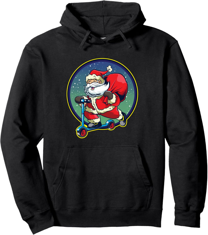 Nikolaus Weihnachtsmann Stunt-Scooter Tretroller Pullover Hoodie