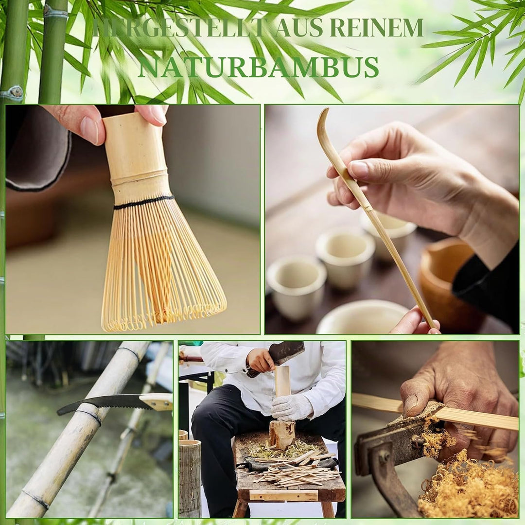5er Set Keramisches Matcha-Schalen-Set, Matcha-Schale, Matcha-Besen, Spatel,Sieb, Matcha-Besenhalter