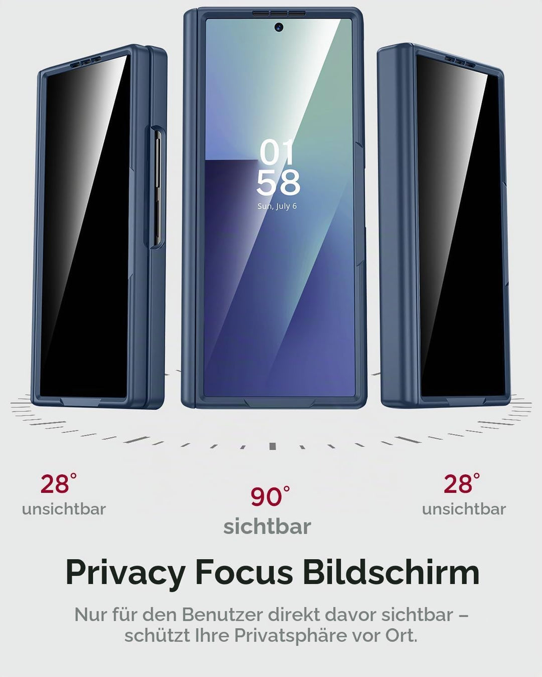 Miimall Kompatibel mit Samsung Galaxy Z Fold 7 Magnetisch Hülle, Anti-SPY Displayschutz &amp; Scharniers