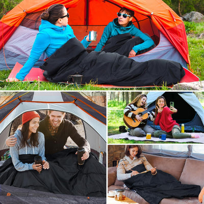 Ohuhu Dicker Doppelte Schlafsack 220 x 150cm Erwachsene Deckenschlafsack mit 2 Gratis Kissen und ein