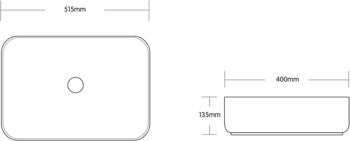Art-of-Baan® Premium Waschbecken eckig - Hochglanz Aufsatzwaschbecken - Keramik-Becken für Waschtisc