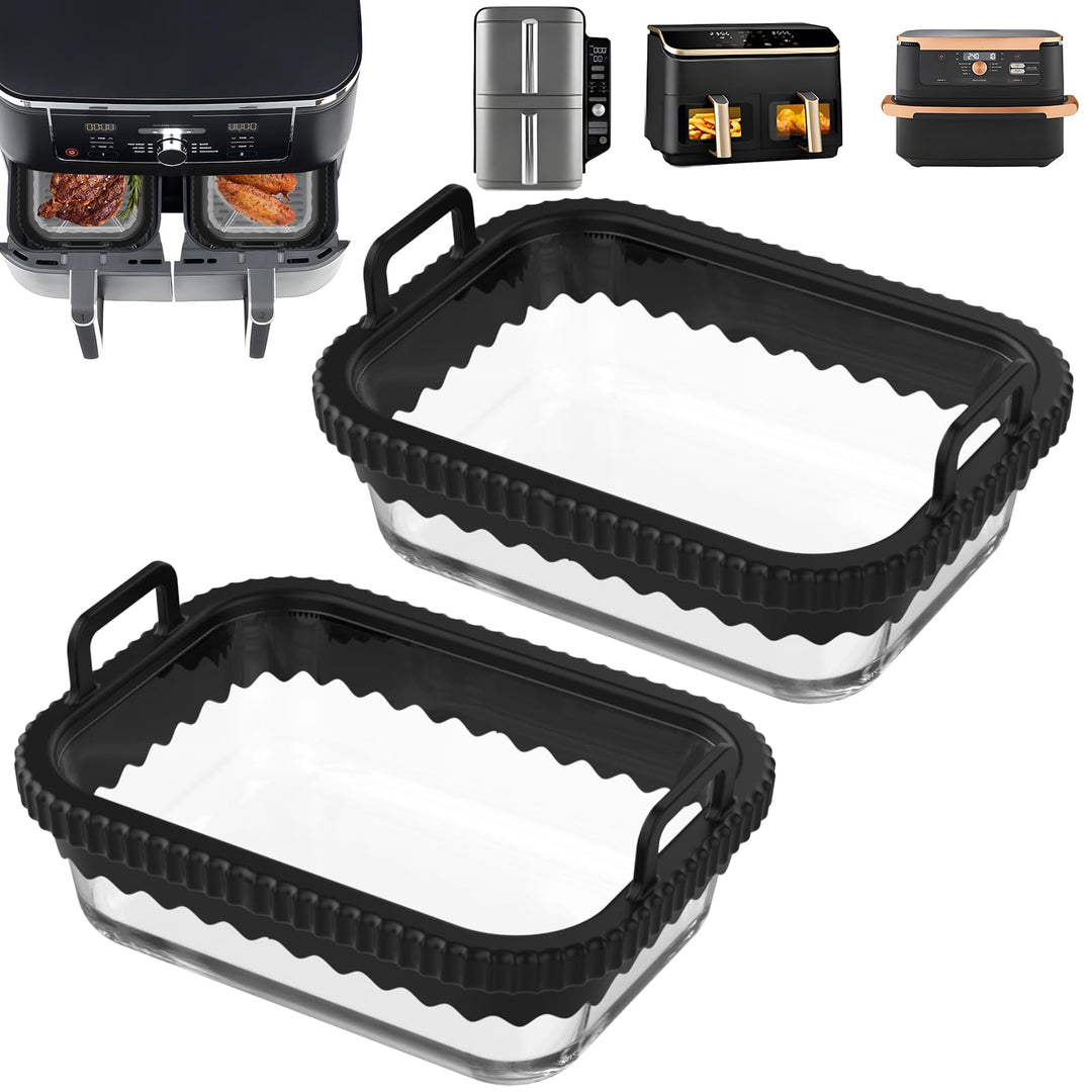 2 Stück Auflaufform Airfryer mit Herausnehmbarer Silikongriffen für Ninja AF400EU/DZ400EU/AF500EU fü
