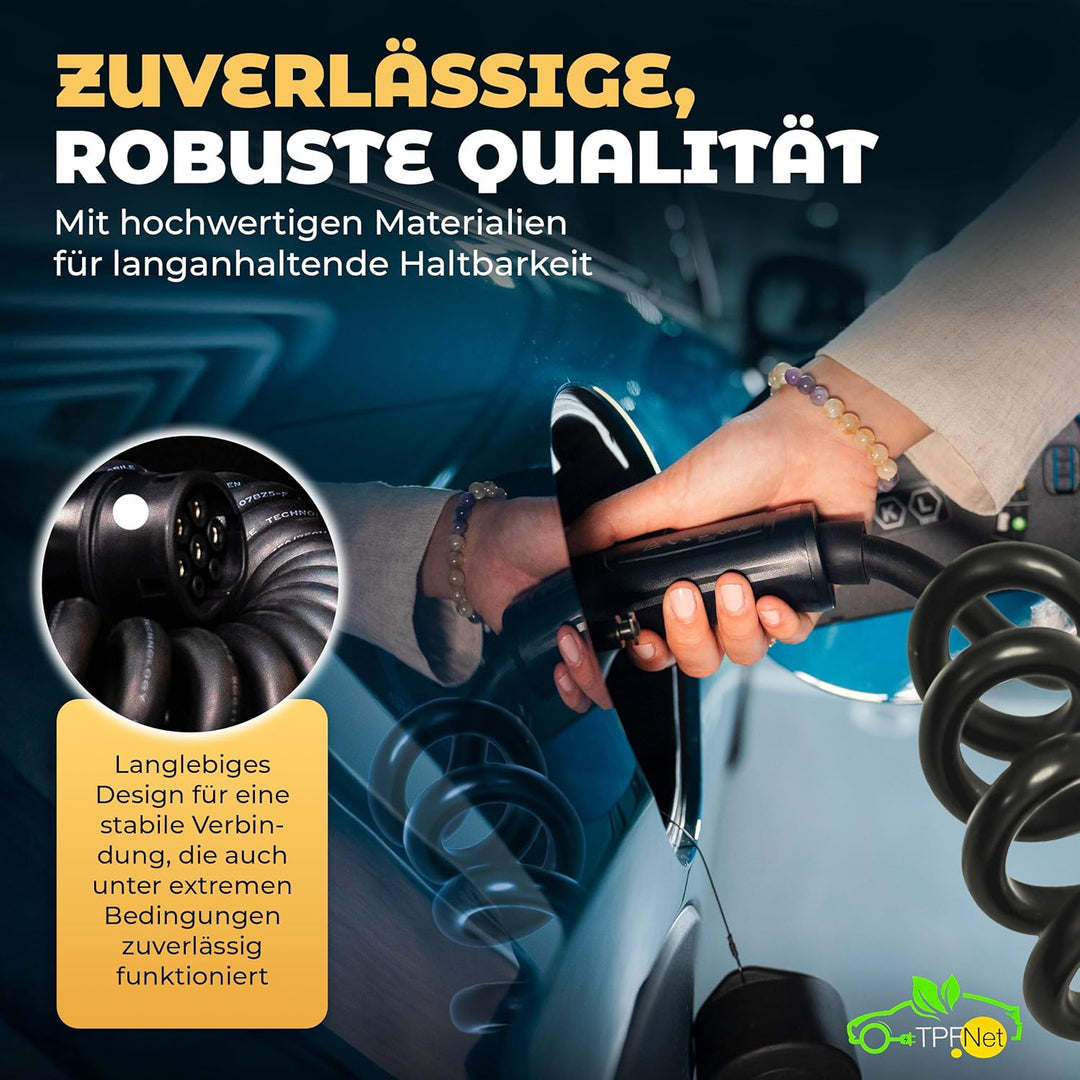 TPFNet Typ 2 Spiral Ladekabel 10m für Elektroauto PHEV Hybrid 7,2kW 32A E-Auto Ladekabel 1 phasig 10