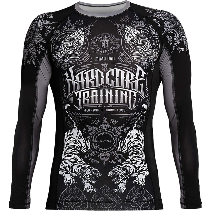 Hardcore Training Rash Guard Men's Kompressionshemd Herren Lange Ärmel Grappling Jiu Jitsu MMA Fitne