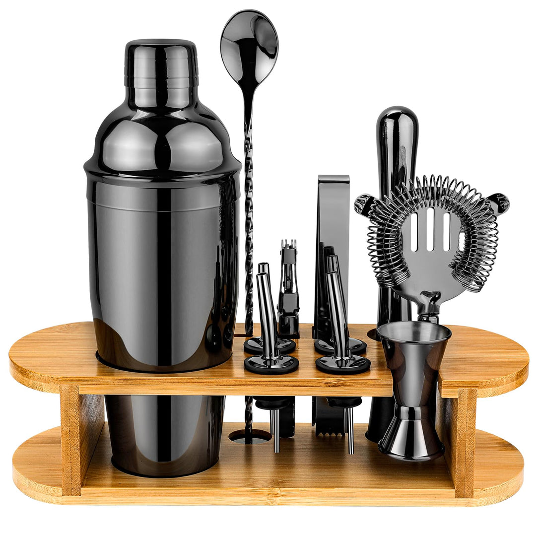 Cocktail Shaker Set Barkeeper Set mit Ständer, Edelstahl Drink Mixer Set mit allem wichtigen Zubehör