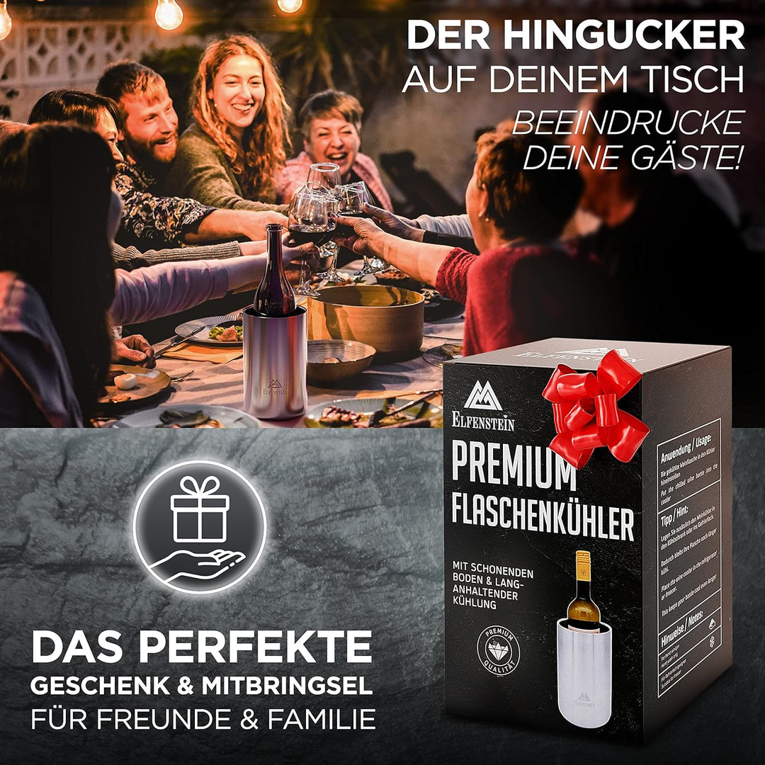Weinkühler Edelstahl [4h Kühlung & kratzfester Boden] Sektkühler doppelwandig, Flaschenkühler outdoo