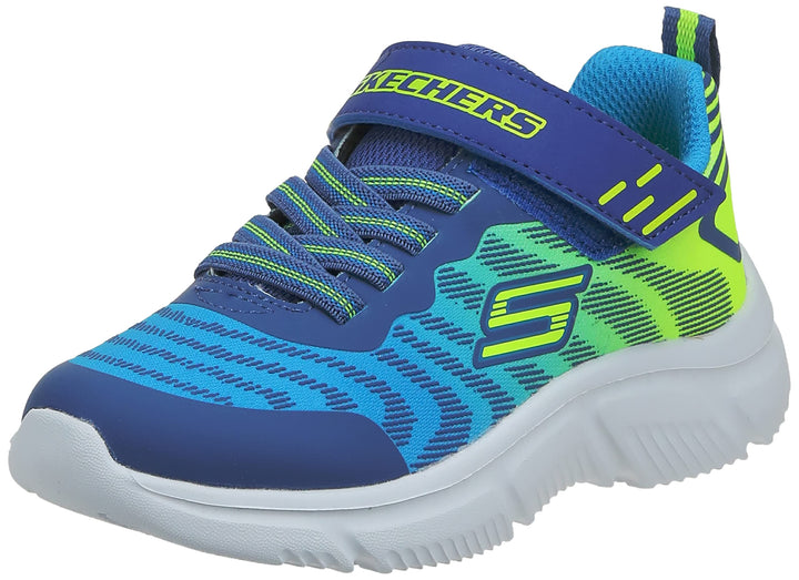Skechers Jungen 405037l Lmcc Sneaker 27 EU Blue Yellow Textile Navy Synthetic Trim, 27 EU Blue Yello