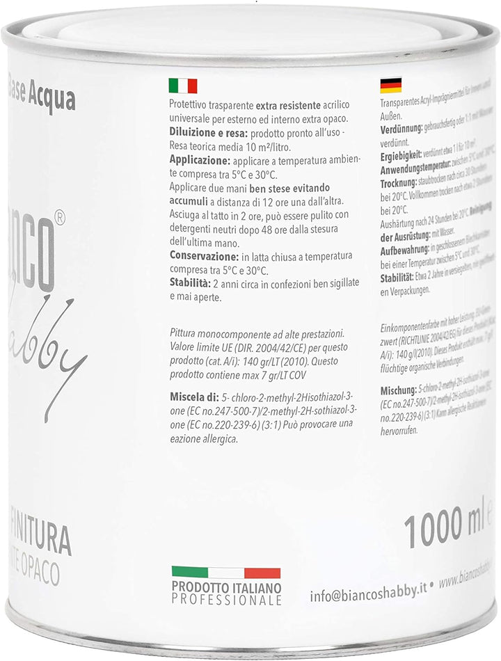 bianco Shabby® Kreidefarbe Set für Alle Oberflächen - 1 L Bianco Antico Farbe & 1 L Versiegelung Plu