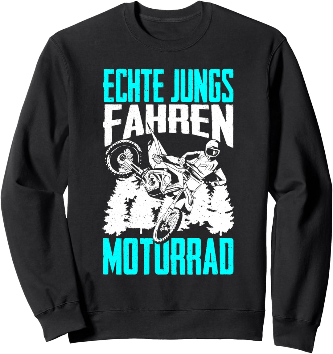 Echte Jungs Fahren Motorrad Dirt Bike Biker Motocross Kinder Sweatshirt