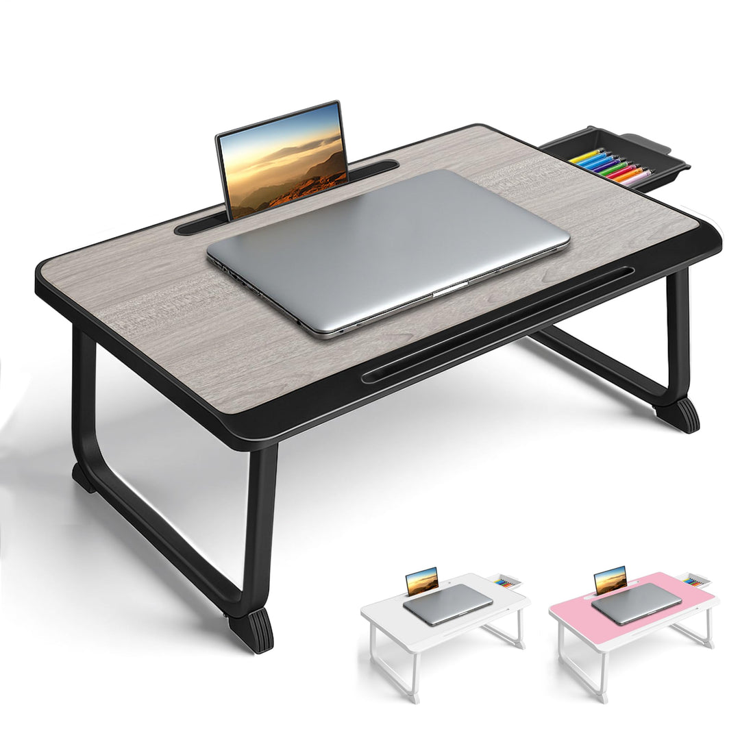 Laptop Bett Tisch - Schreibtisch, Nachttisch mit Schublade, für Laptop, Lesen, Schreiben, Essen und