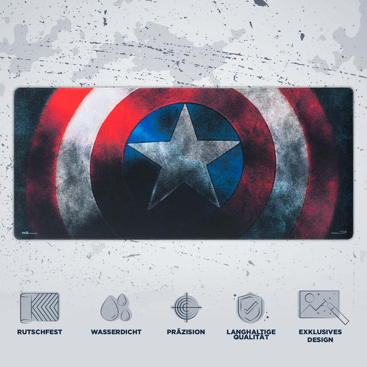 Grupo Erik Gaming Mauspad XXL Marvel Shild Gaming Mousepad XXL rutschfest und Wasserabweisend Mauspa