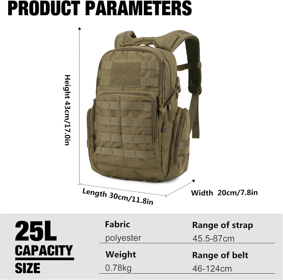 Mardingtop 25L/40L Taktischer Rucksack Herren Wanderrucksack mit MOLLE-System Militär Rucksack, Tact