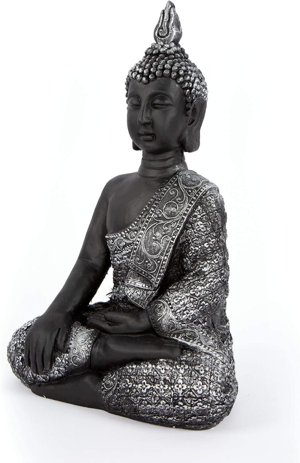 K&L Wall Art Sitzender Buddha Beton Grau Kunststein Feng Shui Deko Figur grosse Buddhastatue Garten