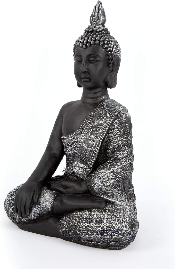 K&L Wall Art Sitzender Buddha Beton Grau Kunststein Feng Shui Deko Figur grosse Buddhastatue Garten
