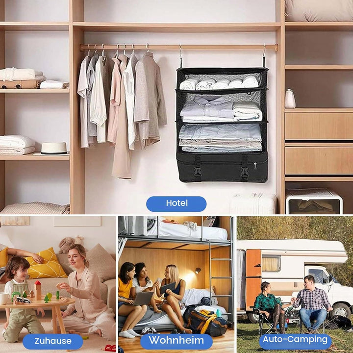 Dokeno Hängend Koffer Organizer Set, Packing Cubes Faltbare mit Kosmetiktasche, Tragbarer Kleidertas