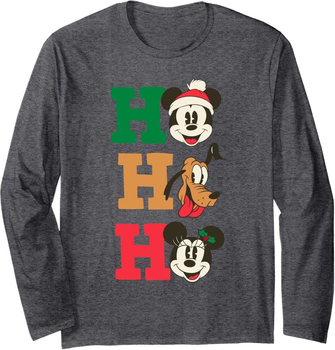 Disney Mickey Pluto and Minnie Ho Ho Ho Holiday Langarmshirt