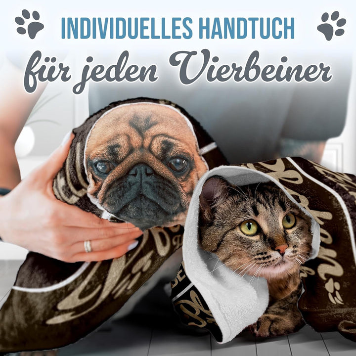 PR Print Royal Personalisiertes Hundehandtuch mit Name selbst gestalten - Pfotenhandtuch - Pfotentuc