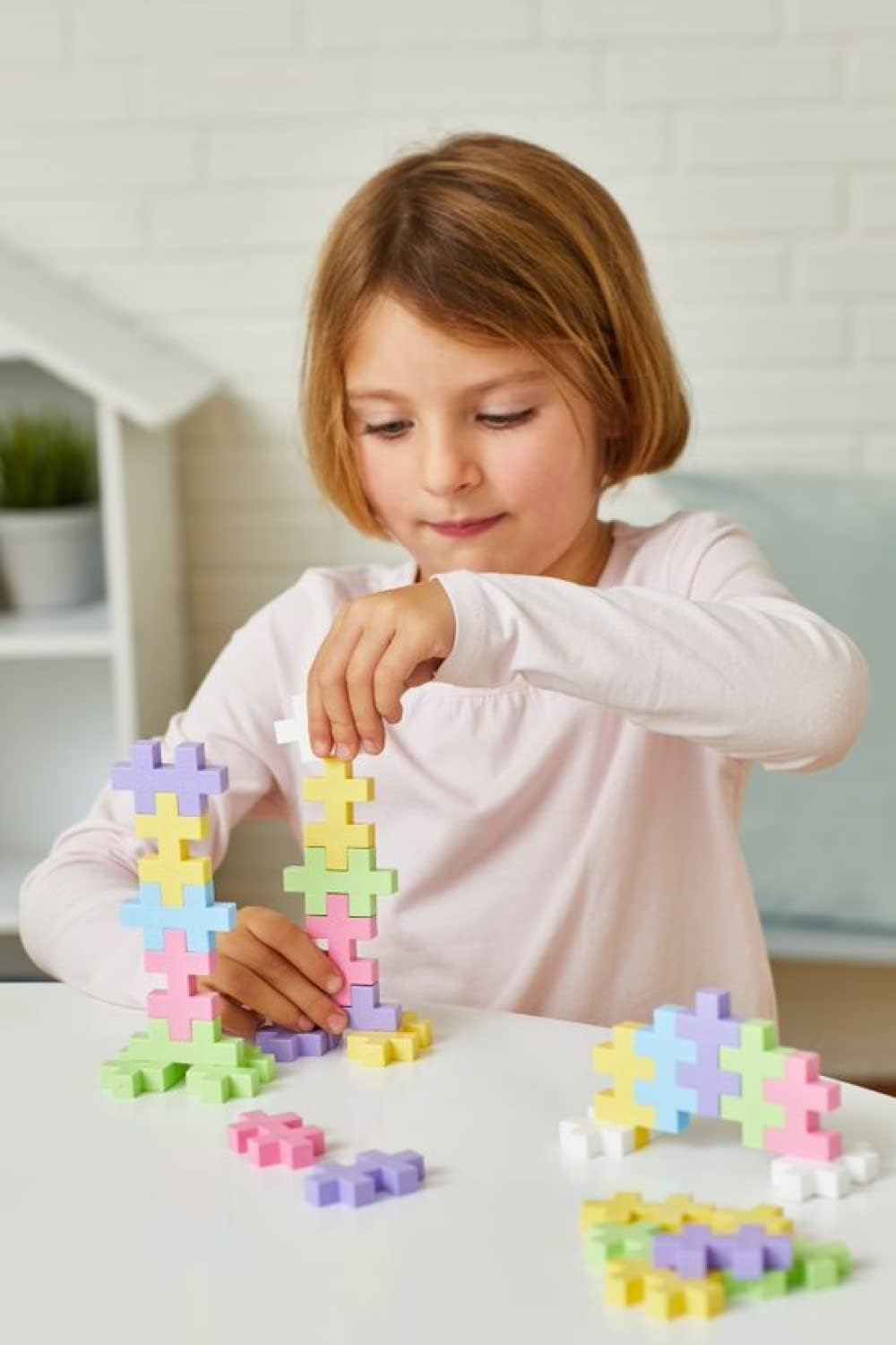 Plus-Plus 9603275 Animals Geniales Konstruktionsspielzeug, Big Box Pastel, Bausteine-Set in praktisc