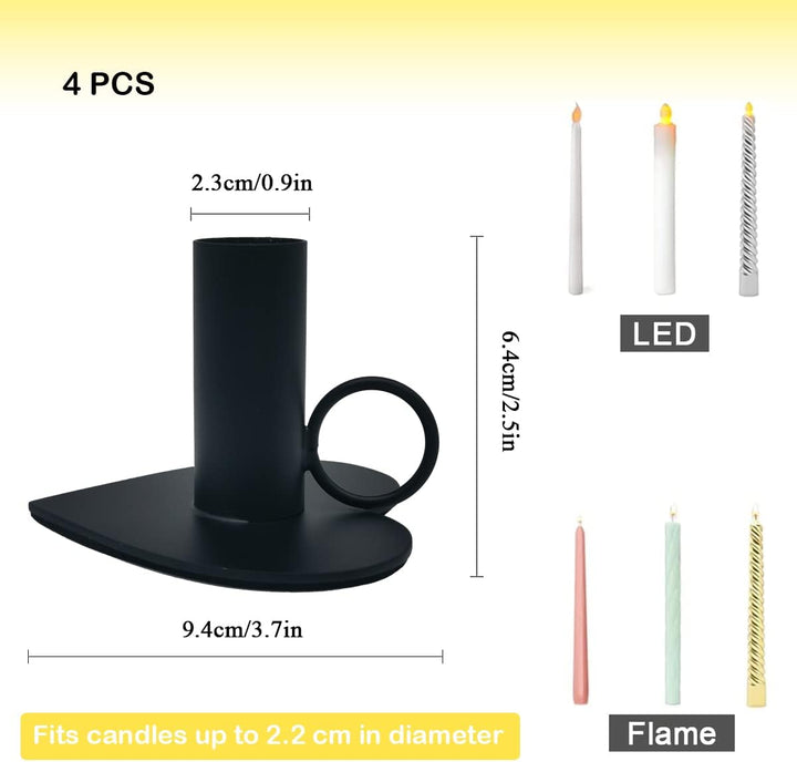 Kerzenständer Set, Stabkerzenhalter 4 Stück Schwarze Kerzenhalter Retro Candlelight Dinner Kerzenhal