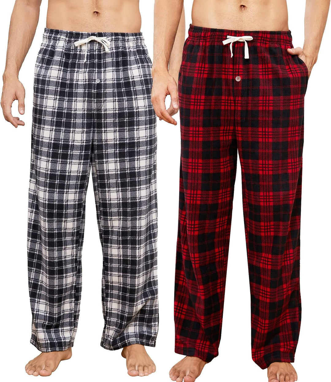 U2SKIIN Pyjamahose Herren lang kariert Schlafhose Schlafanzughosen für Herren Fleece Pyjama Hosen Na