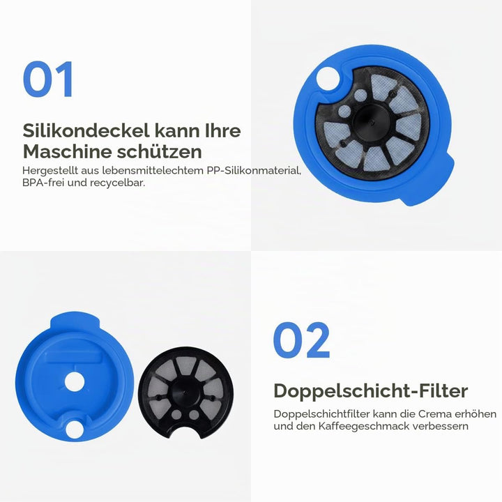 i Cafilas Wiederbefüllbare 2 Kaffeekapsel für Tassimo Bosch,Wiederverwendbare Refill-Kapsel 180ml+60