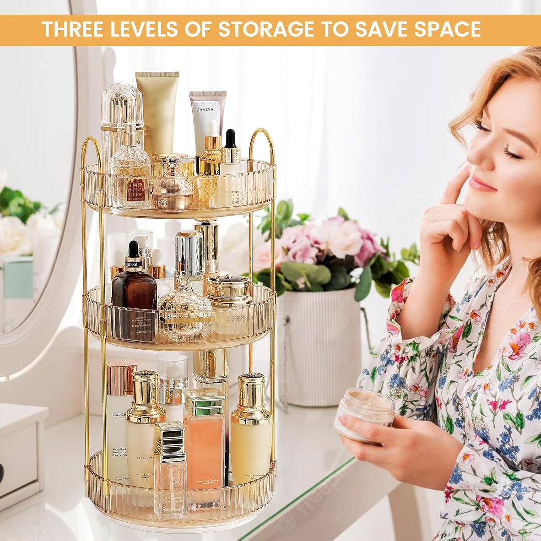 Make Up Organizer,360° drehbarer Makeup Organizer,Skincare Parfüm Organizer,Badezimmer Kosmetik Orga