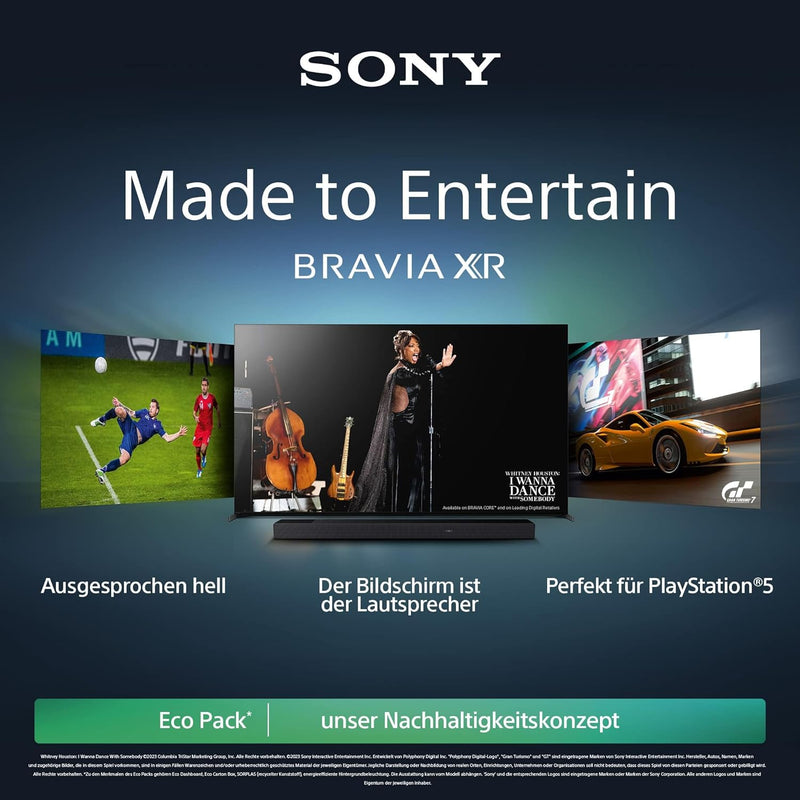 Sony BRAVIA XR, XR-55A80L, 55 Zoll Fernseher, OLED, 4K HDR 120Hz, Google TV, Smart TV, Works with Al