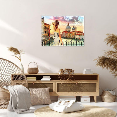 ARTTOR Bilder auf Leinwand Venedig Brücke Wasser Leinwandbild 70x50cm Wandbilder Dekoration Wohnzimm