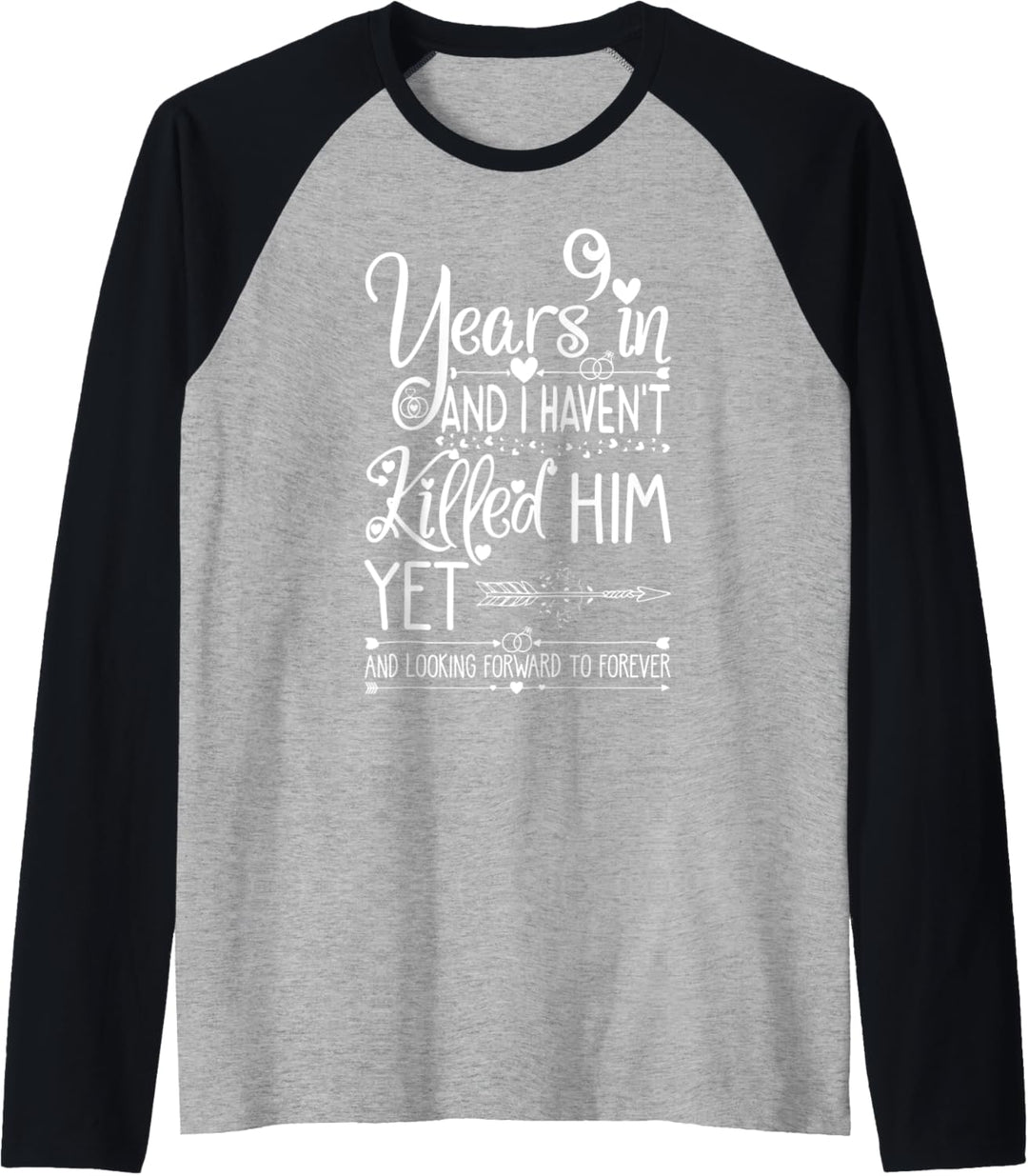 9th Wedding Anniversary for Her Wife 9 Years of Marriage Raglan