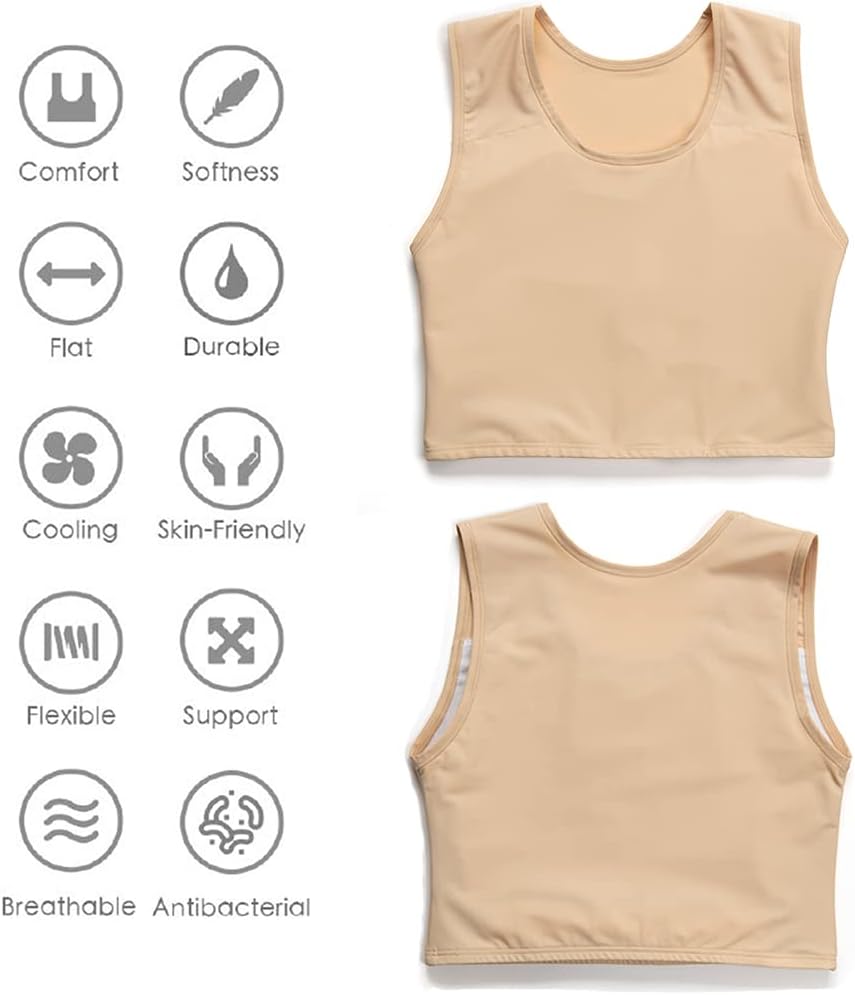 XUJI Transgender FTM Trans Atmungsaktive Halb Brust binder 3XL Nude, 3XL Nude
