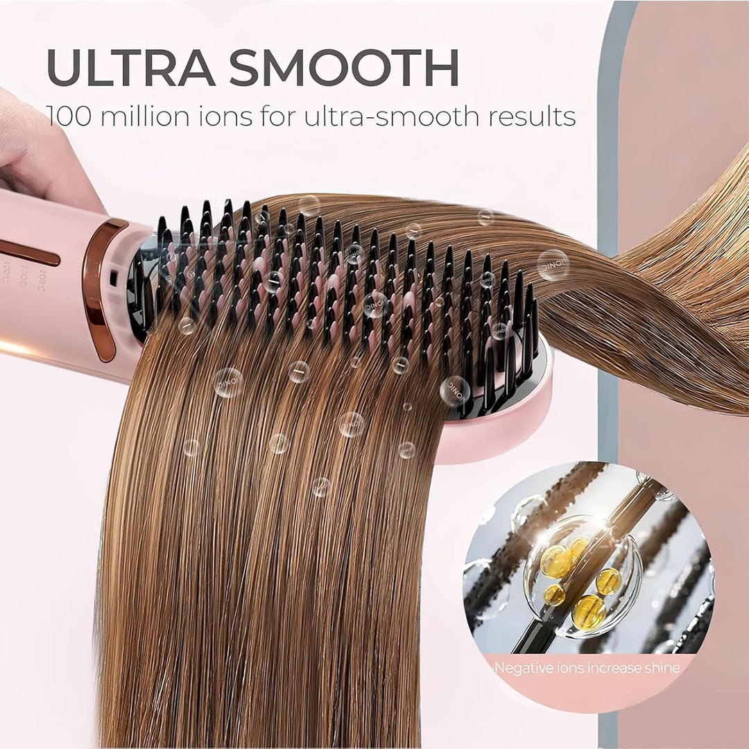 Haarglätter Bürste, Mini Glättbürste, Kabellose Haarglätterbürste, Tragbar & Wiederaufladbar Glättbü