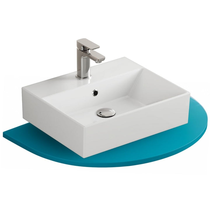 Aqua Bagno Handwaschbecken 50 cm Keramik Weiss, Hängewaschbecken rechteckig für Wandmontage, Aufsatz