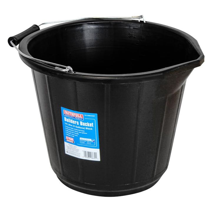 Faithfull Bucket 14 litre (3 gallon) - Black FAI3GBUCKET 14 Ltr Standard Schwarz, 14 Ltr Standard Sc