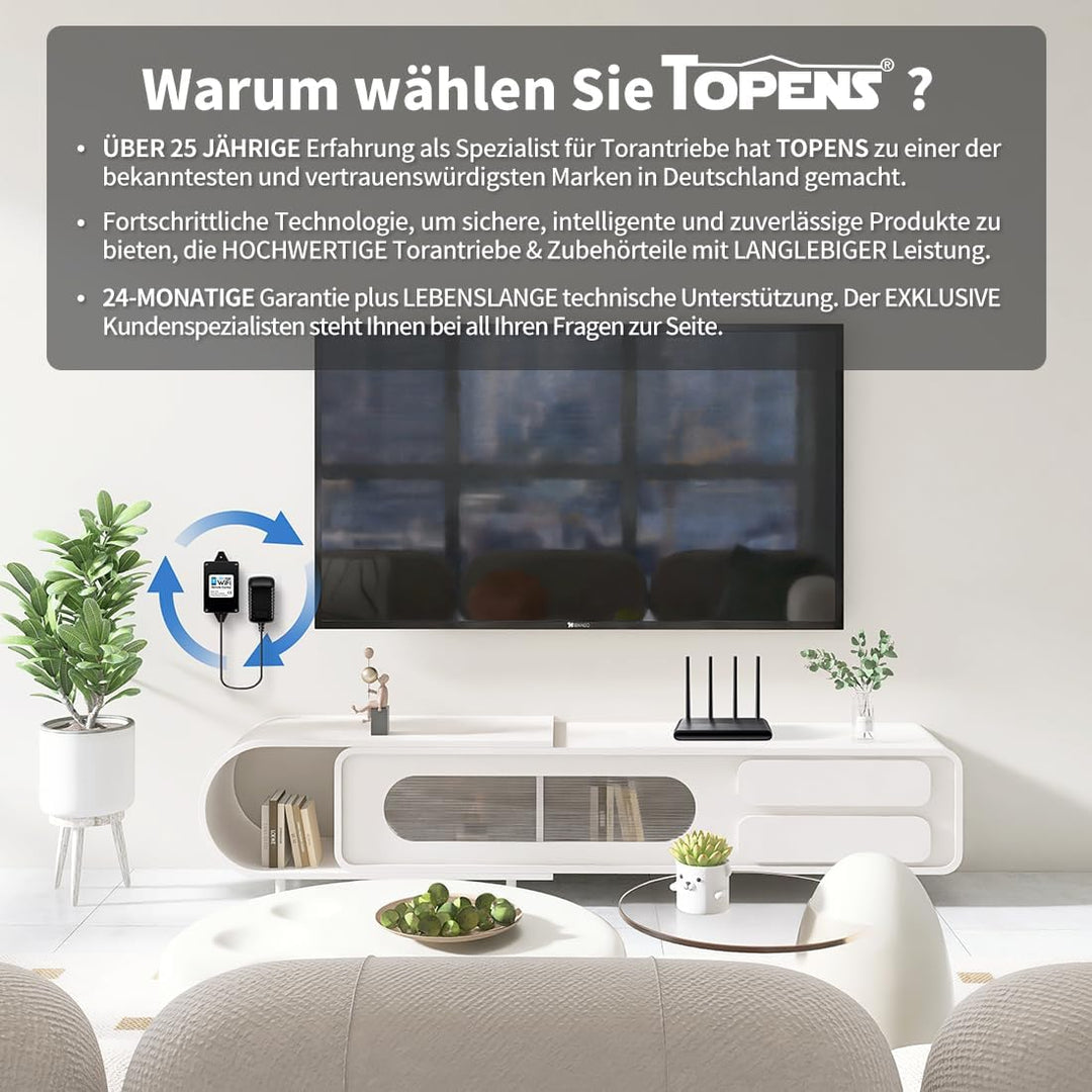 TOPENS TC196 Tuya WiFi Fernbedienung mit Smartphone Zugangskontrolle für automatische Drehtorantrieb