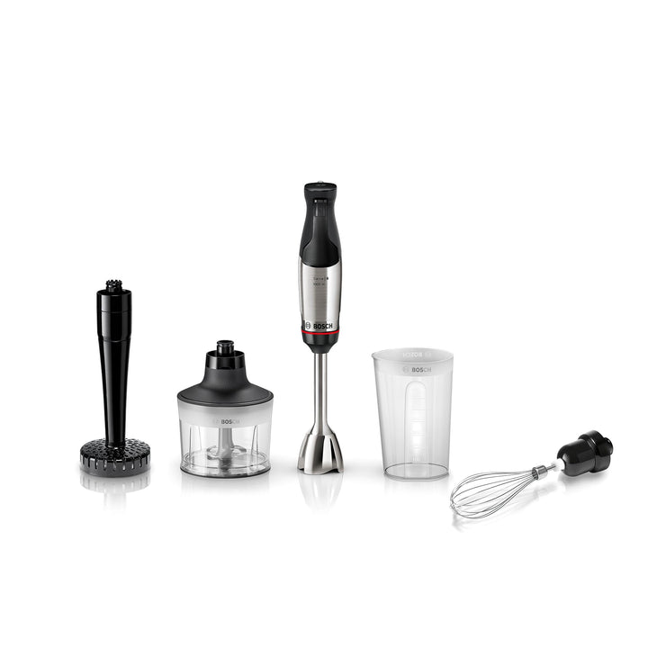 Bosch Stabmixer ErgoMaster Serie 6, einhändig bedienbar, 4 Edelstahl-Klingen, Zerkleinerer, Schneebe
