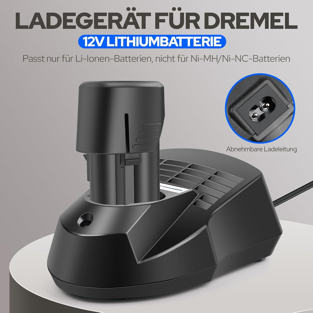 ASUNCELL 12V 1.5A Ladegerät kompatibel mit Dremel 8200, 8220, 8300 Werkzeug Akkus B812-01 B812-02 B8