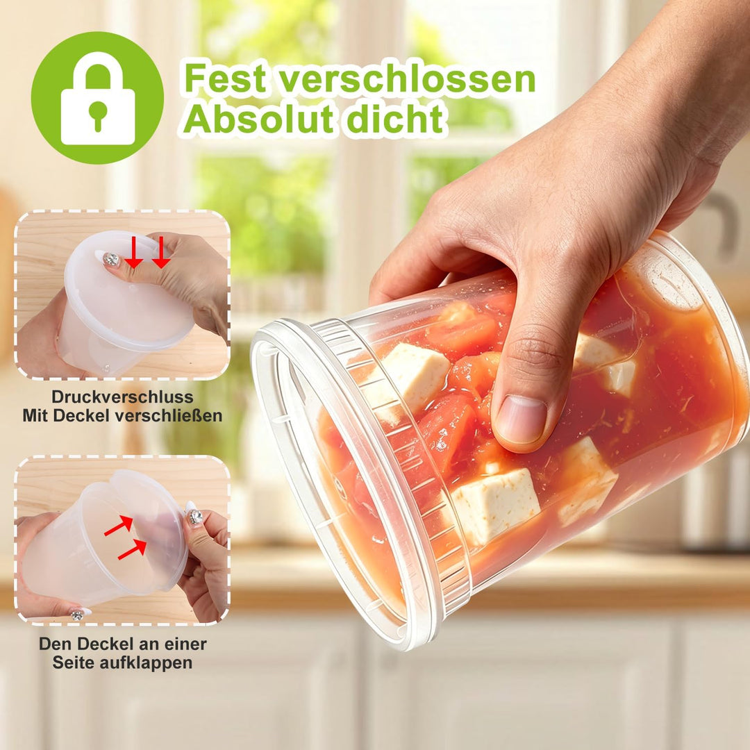 Kunststoffbehälter mit Deckel 24Stk Aufbewahrungsbecher für Lebensmittel 32Oz BPA-Frei Wiederverwend