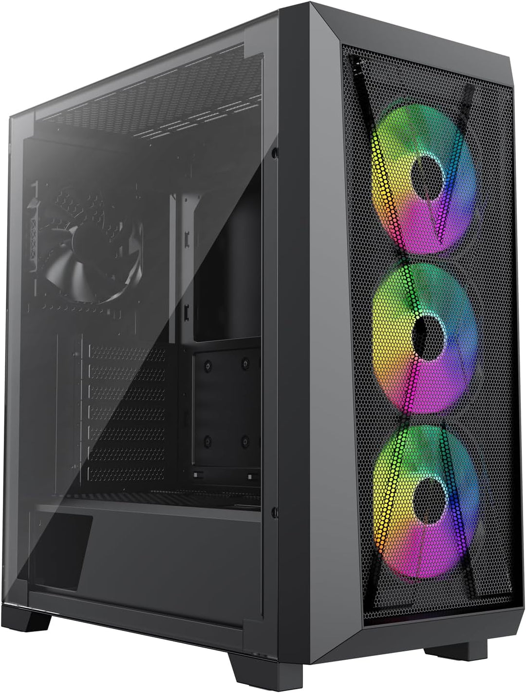 Xilence Xilent X X912.ARGB Gaming PC Gehäuse, 3X 120mm ARGB Lüfter, 1x schwarzer Lüfter, ATX Midi To