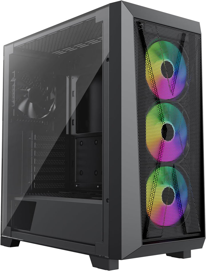 Xilence Xilent X X912.ARGB Gaming PC Gehäuse, 3X 120mm ARGB Lüfter, 1x schwarzer Lüfter, ATX Midi To