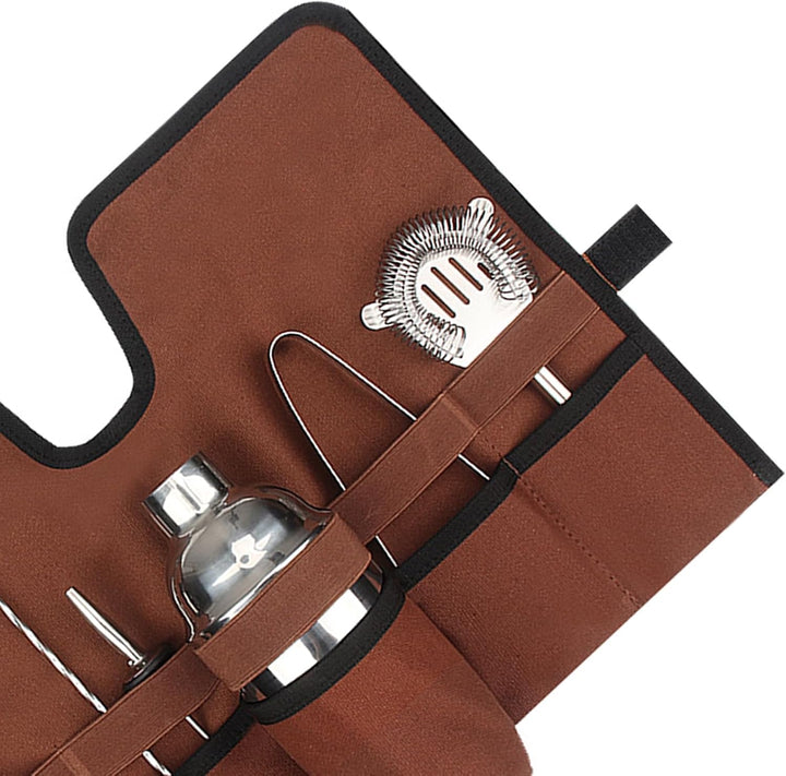 Buachois Barkeeper Werkzeugset Tasche Cocktail Set Tragetasche Faltbare Segeltuch Rolltasche mit Gur