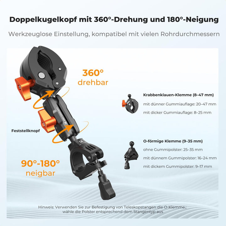 K&amp;F CONCEPT 2 stück Motorrad-Fahrradhalterung Set mit Verlängerungsstange Halterungsset, Halterungss