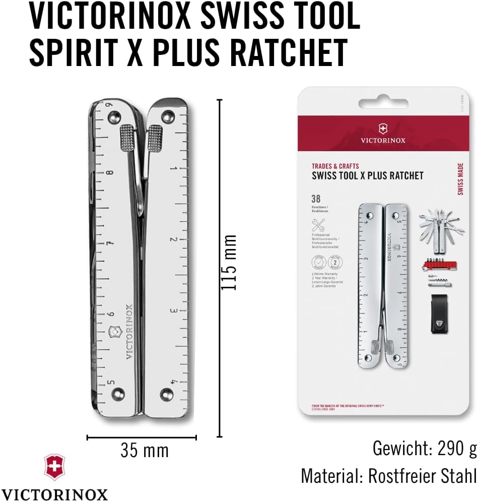 Victorinox Schweizer Taschenmesser Swiss Tool X Plus Ratchet, 40 Funktionen, Multitool inkl. Kombi-S